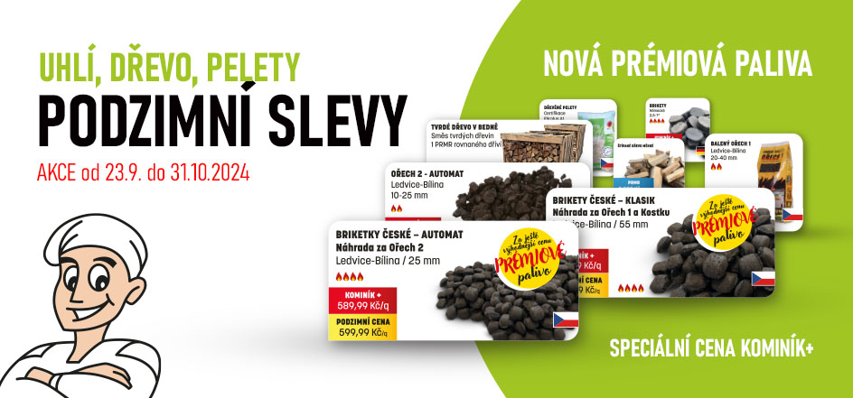 Podzimní slevy uhlí, dřeva, pelet